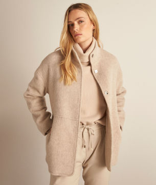 Picture of LAMIA STRAIGHT TAUPE WOOL AND MOHAIR COAT